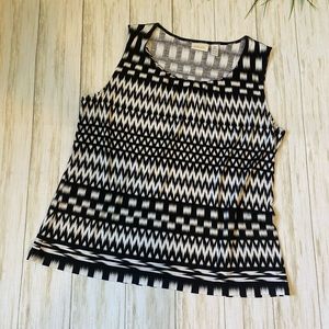 Chico’s black white large 2 sleeveless stretch top